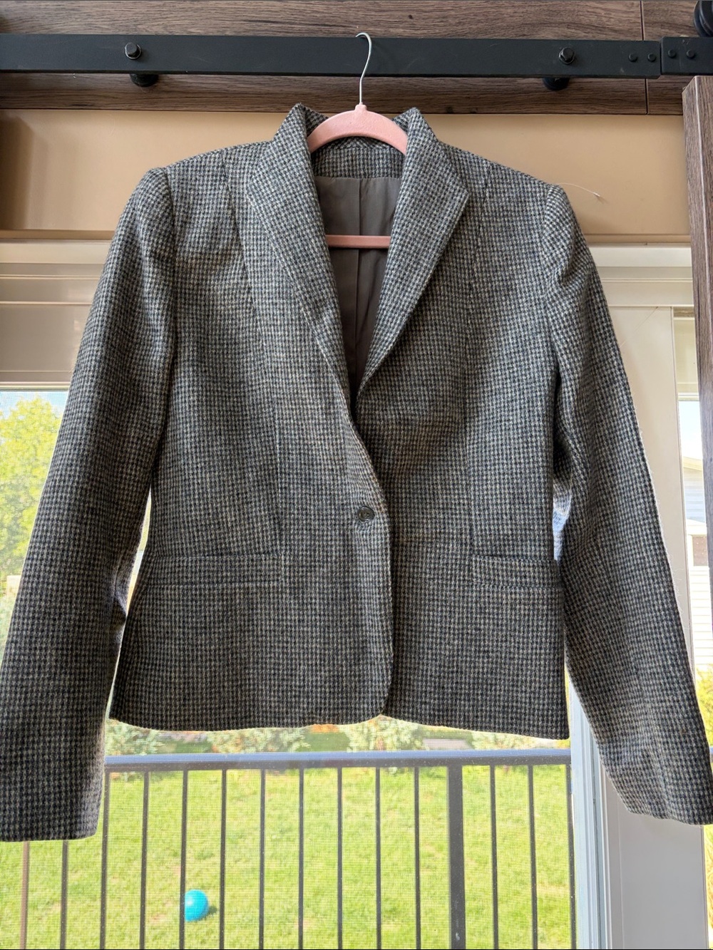 Ladea Import Vintage Woolmark 100% Wool Textured Tweed Houndstooth Blazer M